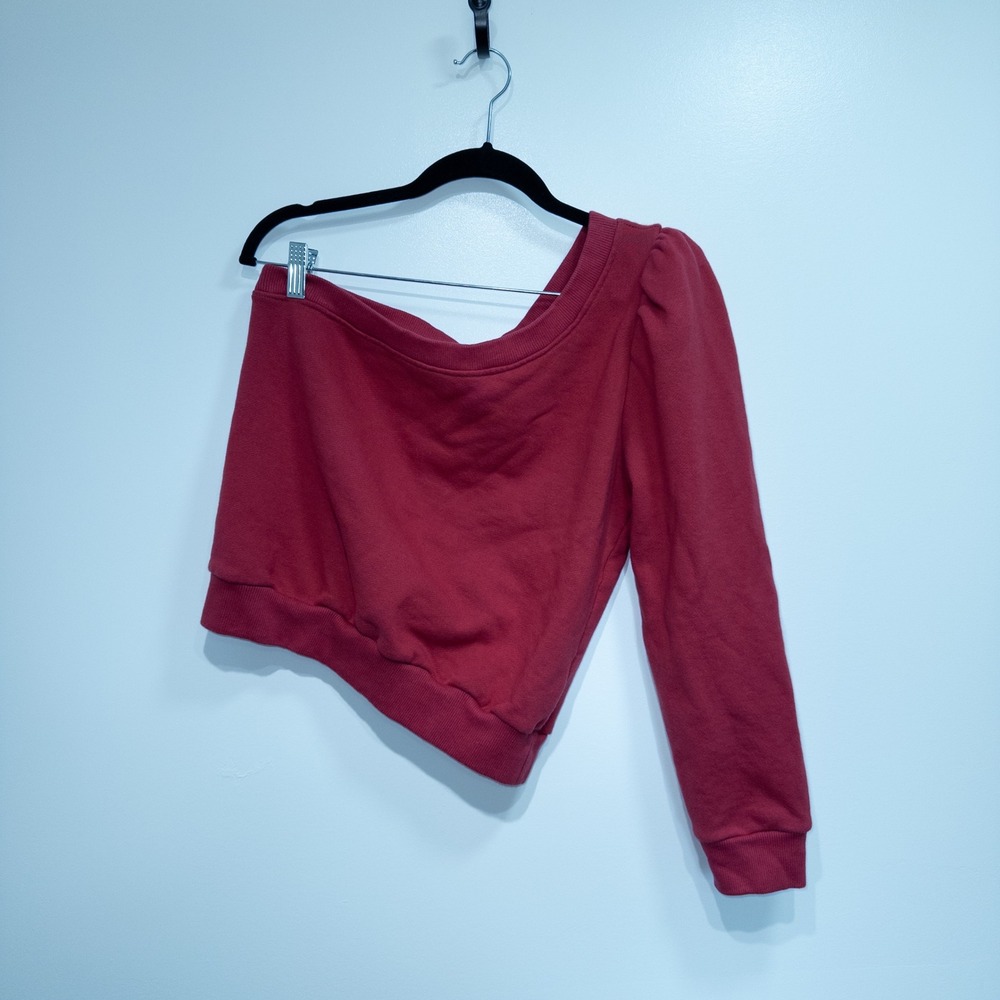 A.L.C. Burgundy Red One Shoulder Cotton Sweater Size Large
